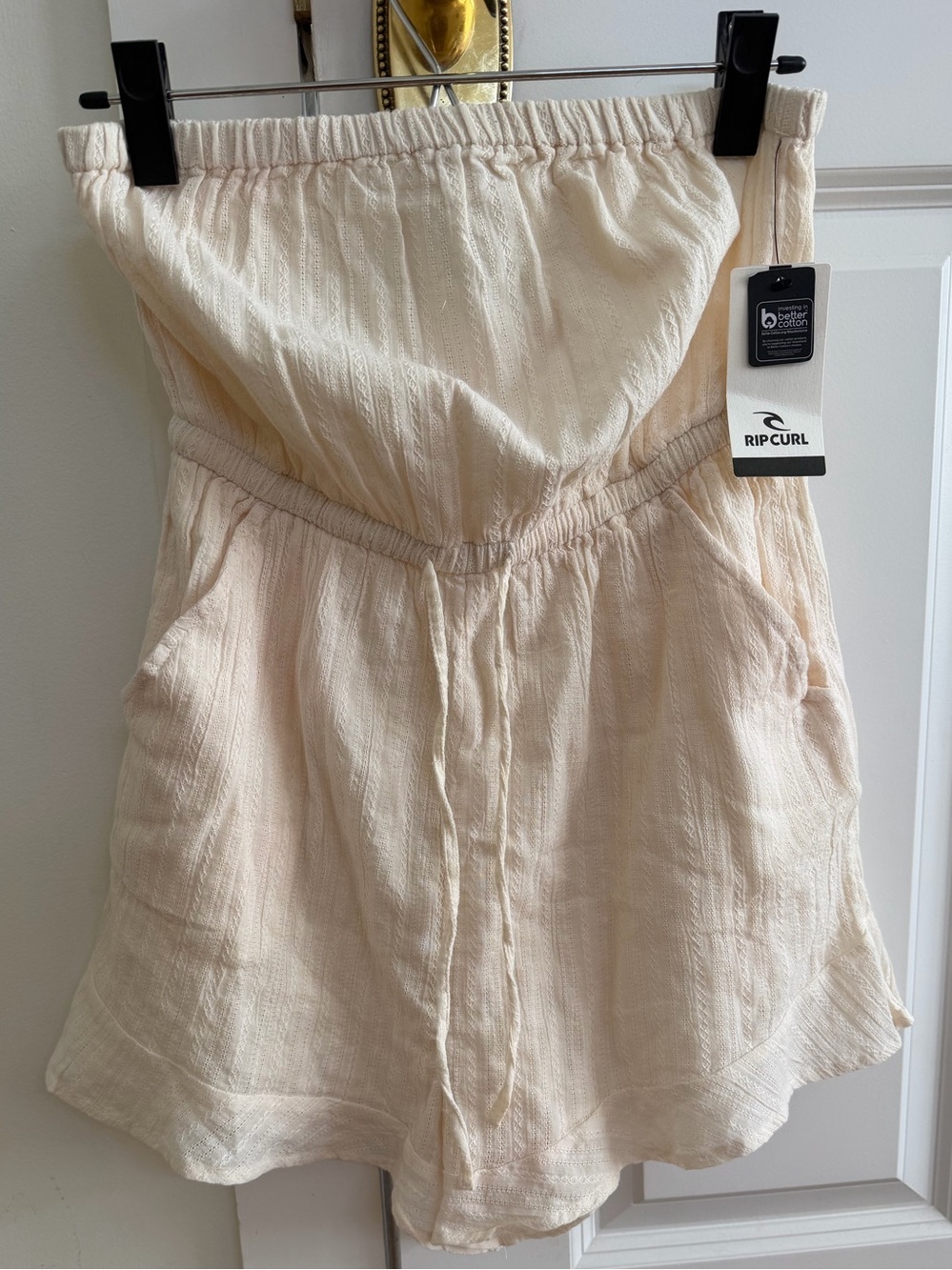 Rip Curl Cream Strapless Romper with Pockets